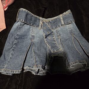 Rave Blue Jean Shorts with Belted Design